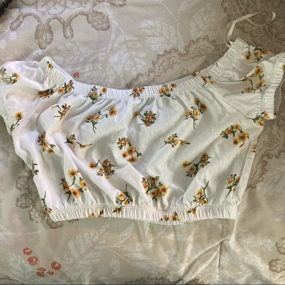 Sunflower off the shoulder crop top